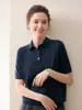 Deslocamento e Dia a Dia! Novo Tricô de Lã para Mulheres, Cor Sólida, Manga Curta, Gola Polo, Fio Yangzi Fino