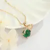 Colgante de collar de piedra de calabaza de circonio incrustado de oro real de 14 quilates chapado en cobre puro Estilo coreano Colgante de doble felicidad incrustado Accesorios de joyería