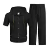 Verano 2026 Transfronterizo Amazon Traje Deportivo Casual 3D para Hombre Camisa de Manga Corta con Capucha Plisada Pantalones Sueltos
