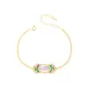 Novo Bracelete de Flores de Esmalte Flor de Lótus da Sorte Estilo Palácio Antigo Dourado High-End Estilo Chinês com Design de Luxo Leve
