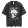 Anime 2024 Estampado Vintage Lavado Camiseta Verano Talla Grande Hombre