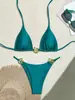 2027 Nuevo Estilo Europeo y Americano Comercio Exterior Transfronterizo Sexy Traje de Baño de Dos Piezas Azul Pavo Real Bikini Fabricante Mayorista Ropa de Baño