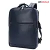 Mochila de cuero para hombre de moda, para negocios, para ir al trabajo, mochila de cuero, bolsa para computadora ligera y a la moda, gran capacidad, mochila casual, Negra