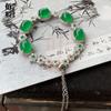 Pulseira de ovo de gelo de alta qualidade com superfície incrustada de calcedônia de gelo branca e diamantes completos, pulseira de ágata de ovo de pombo de luar branco e calcedônia verde, atacado