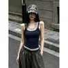 Top Camisola Falsa de Duas Peças Color Block Estilo Hot Girl com Efeito Emagrecedor para Mulheres, Adequado como Roupa de Verão, Regata Esportiva Slim Fit