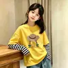 Camiseta de manga larga para niña, algodón puro, top estampado lindo para primavera y otoño, colección de otoño, diseño de look en capas, ropa para niñas