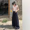 Comercio Exterior Transfronterizo Europeo y Americano Retro Cintura Alta Sueltos Pierna Ancha Finos Transpirables Frescos Jeans Lavados Mujer Largos