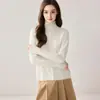 26 Cardigan de Cashmere com Babados Outono Inverno Feminino Gola Alta Malha Botões Camada Base Suéter Casaco Top Solto Novo Estilo