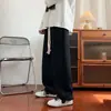 Calça de moletom com trama waffle para homens, atacado do fabricante, calças grossas forradas com fleece de lã de cordeiro para outono e inverno, calças largas retas e folgadas