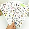 Adesivos criativos de PVC transparente gato preto e branco fofo adesivos decorativos para álbum 6 peças