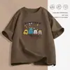 Camiseta feminina branca de manga curta, nova roupa feminina de corte solto, top moderno chique de verão, camiseta feminina de nicho com gola redonda