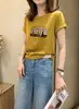 Camiseta de Algodón Acanalado Guangzhou Shisanxing de 220g para Mujer, Directo de Fábrica, Corte Entallado, Top de Manga Corta de Moda, Suministro Exclusivo Segunda Remesa de Verano