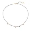 Aogu Collar Sencillo y Elegante Francés de Alta Gama con Circonita y Perla de Colores para Mujer Cadena para Clavícula Versátil de Lujo Accesible de Nicho