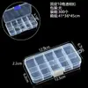 Caja de almacenamiento de escritorio de plástico con rejilla, 10, 15 y 24 botones transparentes, para accesorios de pesca, joyería y cosméticos.