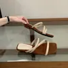 Sandalias de Punta Cuadrada sin Cierre Estampado de Leopardo First Encounter Season para Mujer, Casual de Verano para Exteriores, Tacón Grueso de Moda Versátil Modelo Nuevo 2026
