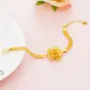 Pulsera Retro de Estilo Étnico con Flor de Rosa Hueca Chapada en Oro de 24 Quilates para Mujer, Ventas Directas de Fábrica y Joyería de Oro de Arena Vietnamita al por Mayor