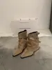Botas Maillard 2025 Nova Outono Nicho Retro Fivela de Cinto Bico Fino Salto Bloco Bota Empilhada Botas Curtas para Mulheres