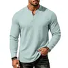 Europa Cruzada Hombres Nuevo Casual Holgado Versátil Cómodo Color Sólido Manga Larga Cuello en V Camiseta Base En Stock Al Por Mayor