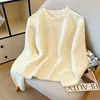 Suéter de tricô casual com gola redonda e barra enrolada para outono e inverno, modelo solto, vintage, para mulheres, com design único e padrão floral tridimensional