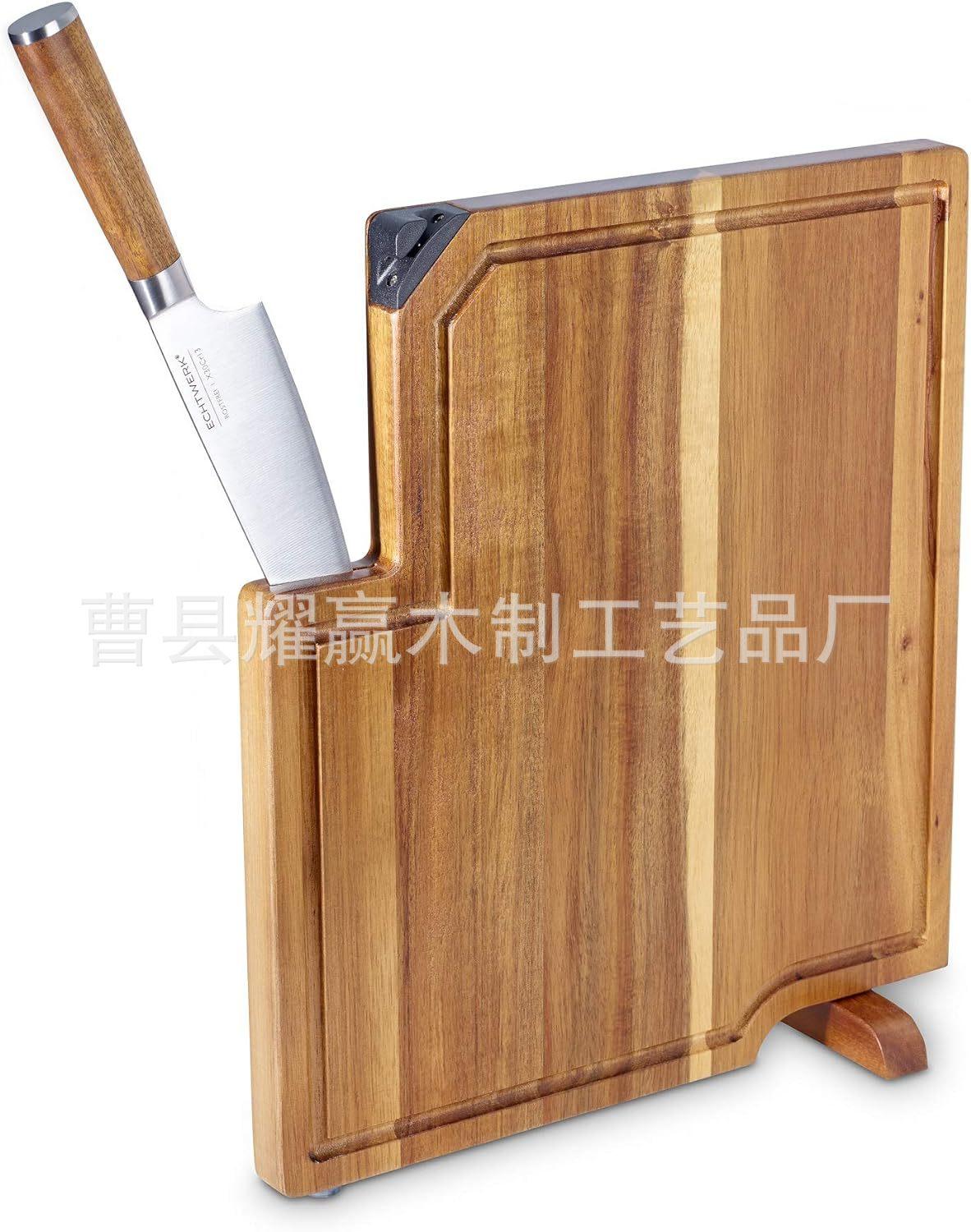 相思木创意带刀砧板厨房菜板牛排面包板套装可立式菜板BSCI