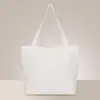 Bolsa de Lona de Poliéster-Algodón Negra con Bordado, Impresión por Transferencia Térmica, Bolsa Tote Personalizada, Bolsa de Lona Lisa en Blanco
