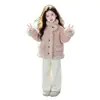 Chaqueta de Felpa Forrada para Niña 2026 Nuevo Estilo Otoño/Invierno para Niña Chaqueta Integrada de Piel Rosa y Piel de Cordero Chaqueta Cálida Acolchada de Algodón Invierno