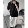 Camisa Polo Gris de Manga Corta con Cuello Cosido a Mano para Hombre Estilo Verano Old Money Camiseta de Cuello V de Alta Intelectualidad Estilo Americano Hombro Normal Manga Corta
