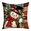 Funda de Almohada Serie de Dibujos Animados Navideños Material de Felpa Corta Letras de Papá Noel Decoración Festiva Funda de Almohada