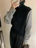 Camisa de capas estilo coreano con chaleco de punto, nueva colección otoño/invierno 2026 para mujer, suéter de rayas con cuello polo