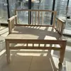 Poltrona Branca de Madeira Maciça Não Acabada Estilo Chinês, Cadeira para Bay Window, Cadeira com Pernas Cruzadas, Cadeira de Meditação, Cadeira para Pet, Encosto de Mesa e Cadeira