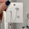 Super Fairy s925 Plata Diamante Estrella Luna Diseño Asimétrico Colgante de Oreja Clip para Oreja Red de Internet Aretes de Botón para Mujer