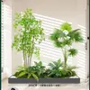 Combinação Paisagística de Plantas Artificiais Verdes Estilo Tropical com Vasos para Escadas Internas e Varandas, Plantas Verdes Grandes para Decoração de Casa, Sem Manutenção