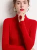 Camiseta Base de Punto de Cachemira para Mujer, Ajuste Delgado, Color Sólido, Suave y Amigable con la Piel, Top con Cuello Semi Alto, Nuevo Estilo Otoño e Invierno