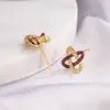 Pendientes Concentricos de Hilo Rojo con Diamantes para Mujer, Pendientes de Moda Nuevos, Lujo Ligero, Gama Alta, Pendientes Elegantes y Exquisitos