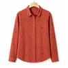 Blusa de primavera e outono para mãe, camisa de algodão de manga comprida para mulheres de meia-idade e idosas, roupa de outono para avó, roupas estilosas para idosos
