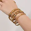 Pulsera con Hebilla de Panal de Zirconia de Colores Acero Inoxidable Dorado Lujo Ligero Exquisito Temperamento Moda Diseño de Nicho Joyería para Mujer