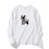 Estilo Novo Primavera e Outono Design Estampado de Cachorro Cartoon Versátil Tops Camisetas de Manga Longa para Usar por Baixo Roupas Externas Casuais Tops Femininos