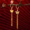 Tienda de Oro Mismo Estilo Aretes Largos con Borla Hueca de Mariposa para Mujer, Color Duradero, Aretes de Moda de Lujo Ligero, Venta al por Mayor de Joyería