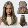 Novo Produto, Peruca Mono Sem Cola, Seda Importada, Sem Cola, Repartição Livre, Cabelo Longo Reto Dourado Degradê, Peruca de Cabeça Inteira