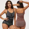 Comercio Exterior Europeo y Americano Talla Grande Body Moldeador Abotonado Mono Chica Sexy Corsé Sexy Adelgazante Cintura Body de Tirantes Fino