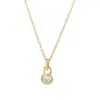 Cadena para Clavícula Elegante de Zirconia Microincrustada con Baño de Oro Real para Mujer, Diseño de Nicho, Collar de Círculo Geométrico, Cadena Sencilla para Suéter