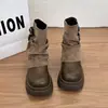 Botas Melard Martin de tacón grueso, estilo retro, para mujer, colección otoño 2026, que aumentan la altura, botines, botas de caña alta, botas de montar