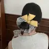 [Foto real] Elegante algodón raya de lazo amarillo anillo para el pelo de intestino grueso temperamento de moda retro cuerda para el pelo dulce nueva