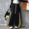 Conjunto de Calça Wide Leg para Meninas 2025 Primavera e Outono Novo Estilo Camiseta de Manga Longa Base com Calça Reta Calça de Moletom Calça Esportiva