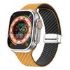 Adecuado para Apple Watch Series9/Ultra2 Hebilla Magnética de Fibra de Carbono Correa de Silicona iWatch