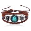 Pulsera Sencilla de Cuero de Vaca con los 12 Signos del Zodíaco Hecha a Mano con Cuentas Estilo Retro DIY para Pareja Estudiante Pulsera del Zodíaco Adorno de Cumpleaños