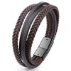 Joyería Pequeña Original Retro Joyería para Hombre Cuerda de Cuero Tejida a Mano Pulsera Europea y Americana DIY Aleación Hebilla Magnética Transfronterizo