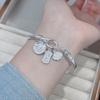 Pulsera de Plata Pura 9999 Sterling con Palabras de Bendición Cuadradas Estilo Ins de Lujo Ligero Joyería de Nicho Regalo de Día de la Madre Cumpleaños para Mamá