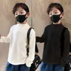 Camiseta Base Térmica Meia-Gola Infantil Outono e Inverno Nova Camiseta para Meninos Maiores, Camada Interna Quente Top Estilo Coreano