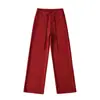 Estilo Relaxado Hot Girl Calças Casuais Largas Moda Feminina Versátil Emagrecedor Cintura Alta Calças de Perna Larga Esportivas Calças Longas